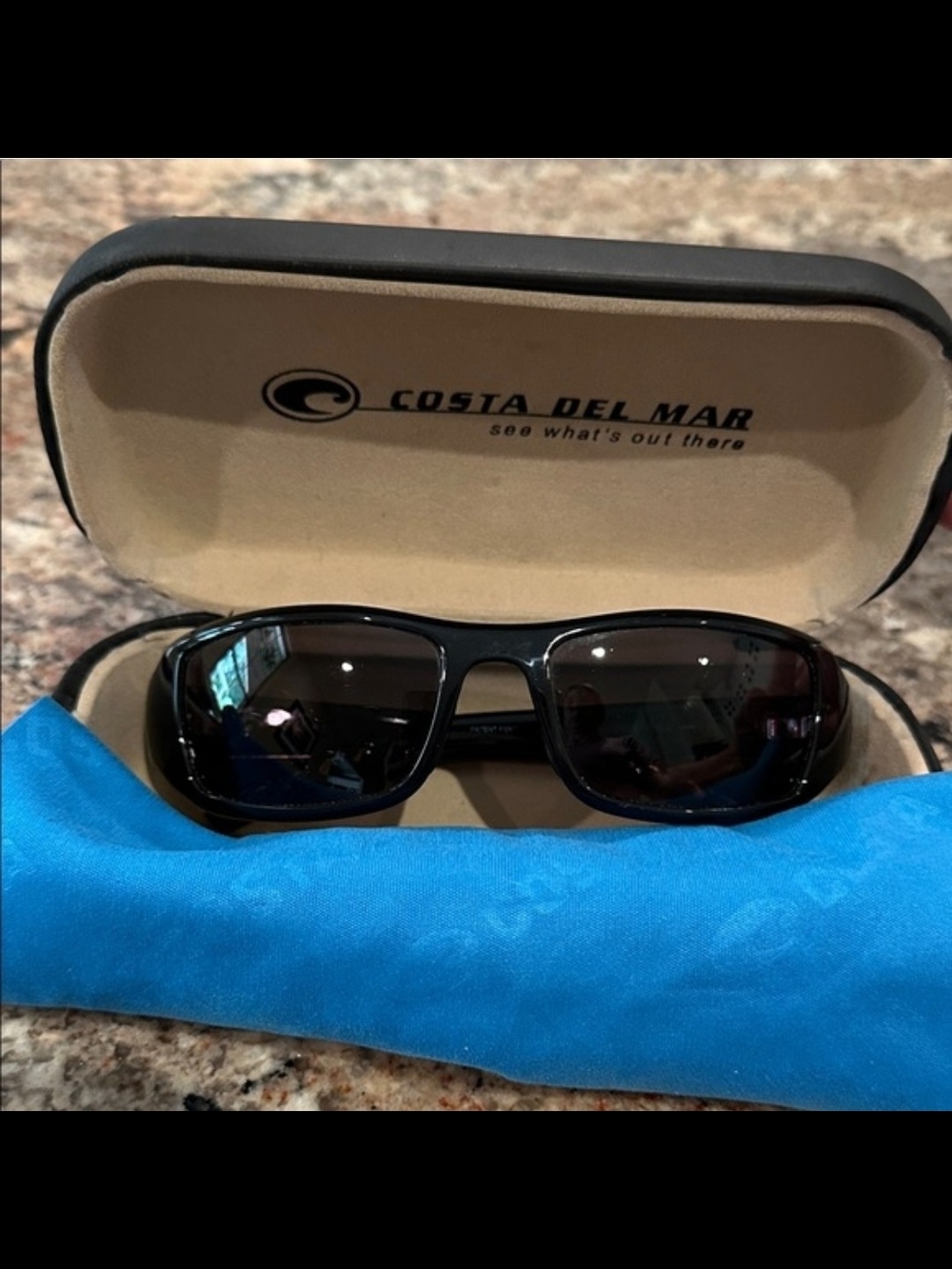 Costa Black Frame Sunglasses with Dark Smoke Lenses